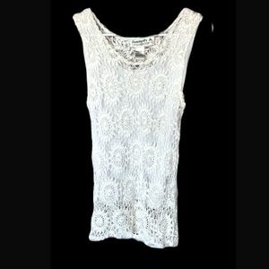 Vintage Joseph A. Rayon White Crochet Top Size Medium